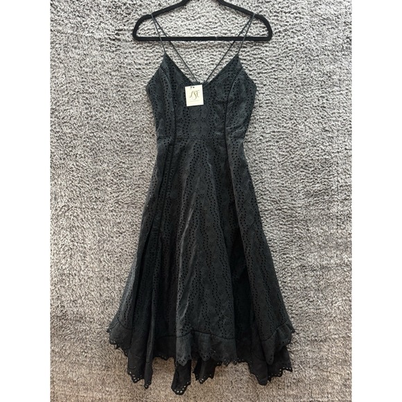 New LoveShackFancy‎ Melody Broderie Anglaise Midi Dress Black Size 1/S